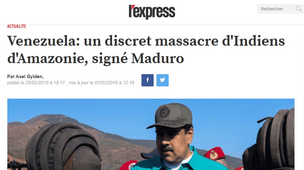 CHECK NEWS : Non, Maduro ne massacre pas les Indiens d'Amazonie (ENTRETIEN)