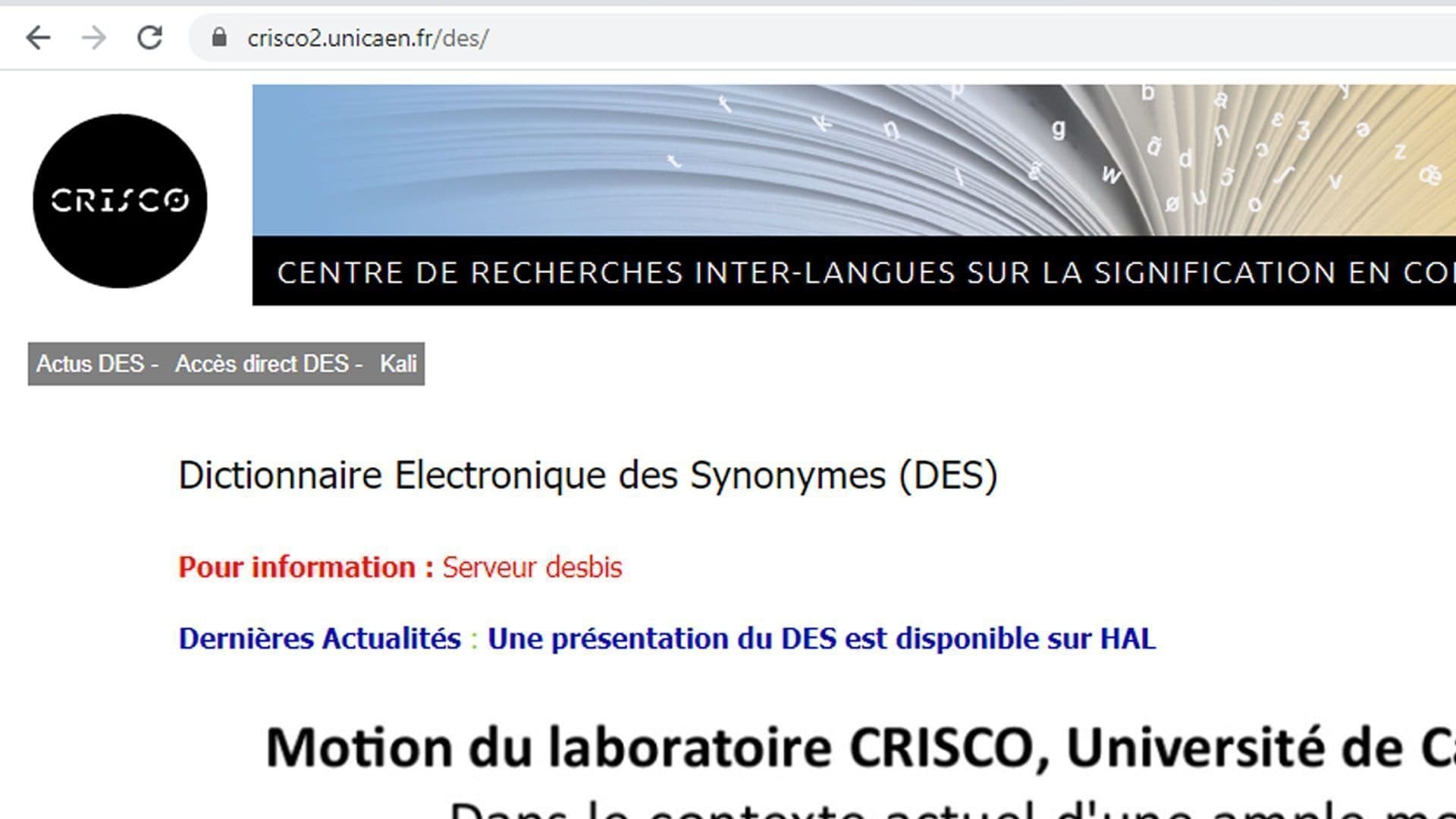 Le dictionnaire des synonymes CRISCO est lui aussi en grève !