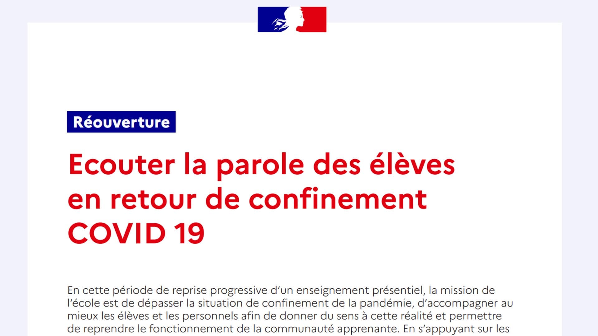 Une fiche invitant à signaler les « propos inacceptables » des élèves sur le Covid agace les profs