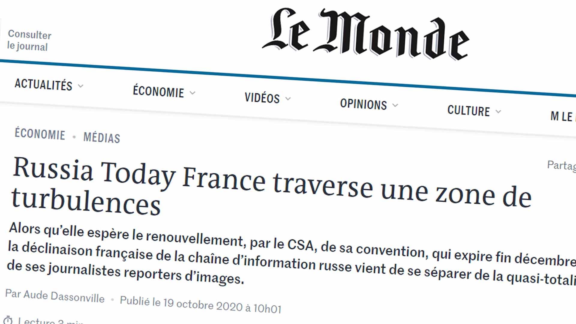 Info ou intox ? Quand Le Monde invente une crise chez RT France