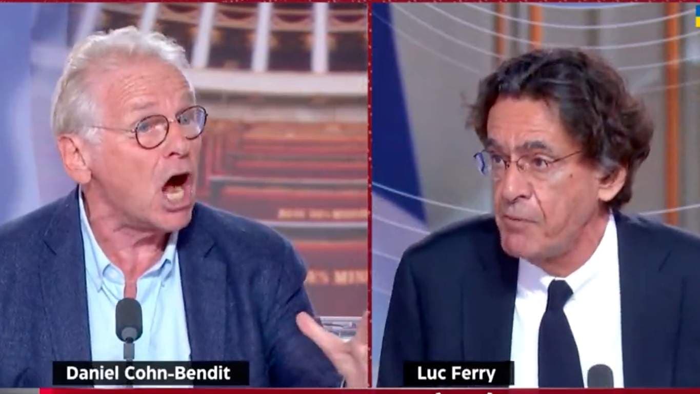 « Ta gueule ! », « la tienne, pauvre crétin ! » : gros clash entre Daniel Cohn Bendit et Luc Ferry
