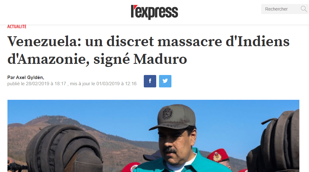 CHECK NEWS : Non, Maduro ne massacre pas les Indiens d'Amazonie (ENTRETIEN)